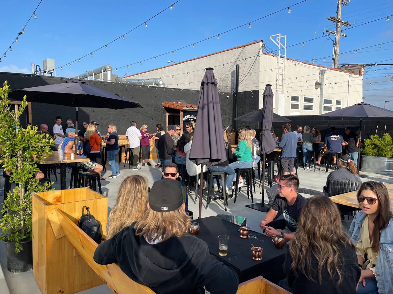 The private-event patio at The Hermosa Saloon